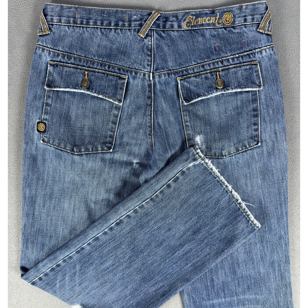 Element‎ Jeans Mens 34x32 Blue Distressed Faded Y2K Skater Grunge Punk BAM